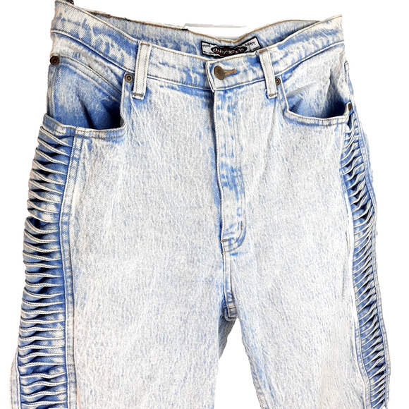 Vtg 90s Y2K Acid Wash Side Laced Jean Size 13 Daily Jeans High Rise Blue Skinny - Picture 3 of 16